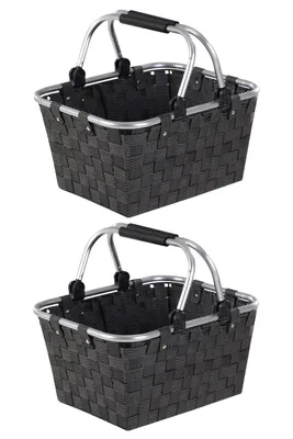 Produktbild von Einkaufskorb - 40 x 30 cm - Schwarz - Kunststoffgeflecht - Aluminium - 2er Set