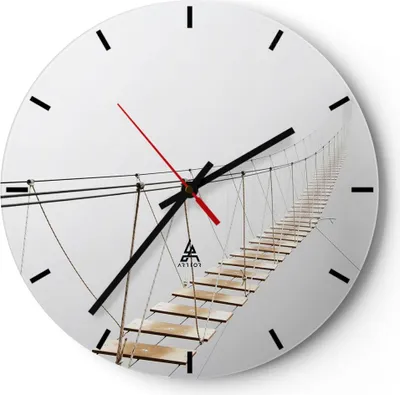 Produktbild von Wanduhr - Rund - Glasuhr - Brücke ausgesetzt Nebel - 30x30cm - Schleichendes Uhrwerk - Lautlos - zum Aufhängen bereit - Dekoration Modern - Wanddekoration aus Glas - C3AR30x30-5018