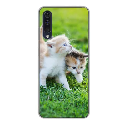 Produktbild von MuchoWow® Handyhülle Schutzhülle Hülle für Samsung Galaxy A50 Kätzchen - Katze - Korb - Mädchen - Kinder - Jungen - Kinder Silikon Softcase Handy Hülle - Mobiltelefonhülle