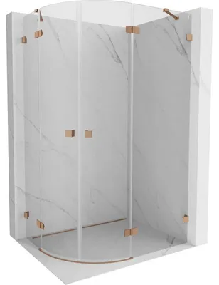 Obrázek produktu pro Mexen Lunar sprchový kout čtvrtkruhový otevírací pravý 100 x 70 cm, transparentní, kartáčovaná měď