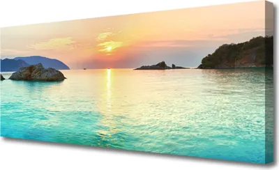 Produktbild von Tulup Leinwand-Bilder 125x50 Wandbild Canvas Kunstdruck Sonne Meer Felsen Landschaft