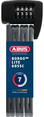 Produktbild von ABUS Faltschloss Bordo Lite 6055C SH - mit Halterung und Zahlencode - Extra-leichtes Zahlenschloss aus Spezialstahl - ABUS-Sicherheitslevel 7 - 85 cm - Schwarz