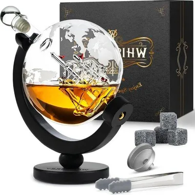 Produktbild von Whisky Karaf mit Whiskey Stones und Schenktülle, 900 ml, Geschenk für Männer