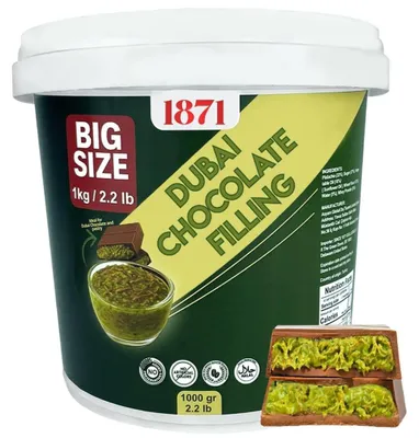Produktbild von Elzusha - Dubai, Pralinenfüllung, Pistaziencreme mit knusprigem Kadaif, 1 kg - Exklusive Dessertzutat