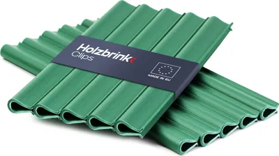 Produktbild von HOLZBRINK Befestigungsclips für Sichtschutzstreifen aus PP für Doppelstabmattenzaun, Einzelstabmattenzaun | 20 Stück Sichtschutz Clips | Grün (RAL 6005)