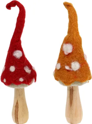 Produktbild von Pilze zum Stellen Herbstdeko Set 2 Stk - Filz Deko-Pilze Fliegenpilz Dekoration für gemütliches Zuhause, 2 Stück