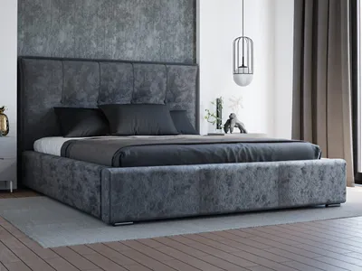 Obrázok produktu pre GrainGold Čalúnená posteľ Valencia 200x200 cm - Posteľ 200x200, Čalúnená posteľ s roštom a podnožou - tmavosivá (Eureka 2135)