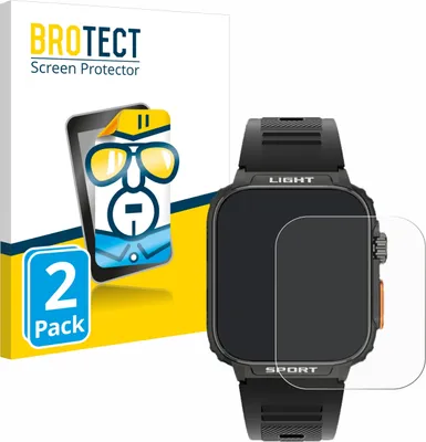 Produktbild von 2x Für Bekomiya Smartwatch 1.91" Schutzfolie BROTECT Displayschutz Display Schutz Folie Klar Transparent