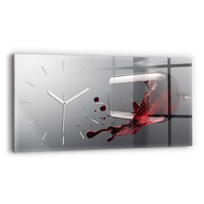 Produktbild von Wallfluent Wanduhr – Stilles Quarzuhrwerk - Uhr Dekoration Wohnzimmer Schlafzimmer Küche - Zifferblatt mit Strichen - weiße Zeiger - 60x30 cm - Rotweinlampe