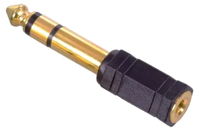 Vergoldeter Klinkenadapter 3,5-mm-Buchse auf 6,35-mm-Stecker