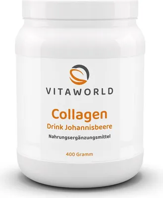 Obrázek produktu pro Vita World Kolagenový nápoj rybíz | 400g | s L-karnosinem, extraktem z goji a vitaminem C | bez lepku a laktózy