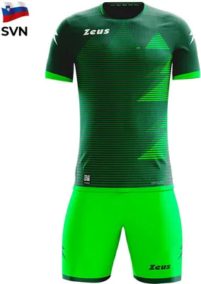 Produktbild von 128 YS/3XS|Zeus Mundial Teamwear Set Trikot mit Shorts grün neon