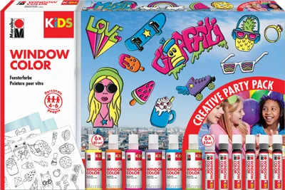 Produktbild von Marabu KiDS Window Color-Set "Party Pack" 6 x 80 ml Fenstermalfarbe
