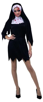Produktbild von Kostüm Horror Nonne Kleid kurz mit Blut Halloween, Groesse:44