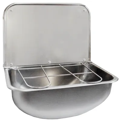 Produktbild von KWC Ausgussbecken, SIRIUS, 436×190×339mm, Klapprost, Spritzwand, Edelstahl, 1 Stk.