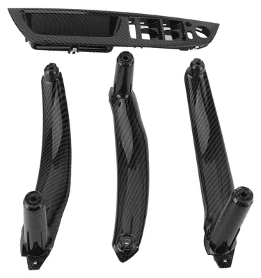Image de Cache décoratif de poignée de porte intérieure style fibre de carbone, compatible avec les modèles X5, X6, E70 et E71 de 2007 à 2013