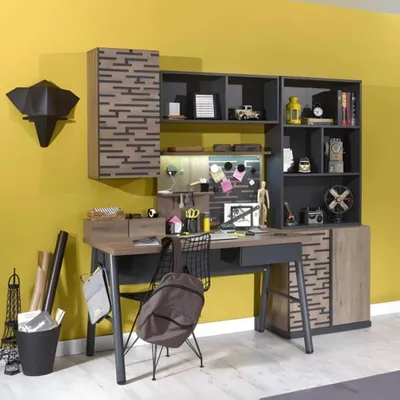 Immagine prodotto di Scrivania in legno marrone dal design elegante per l'ufficio e lo studio domestico