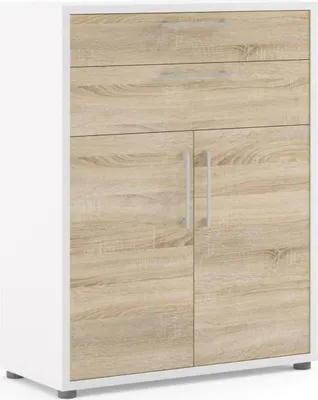Image de Agra - Buffet 89x40x113h cm Blanc, 2 Tiroirs