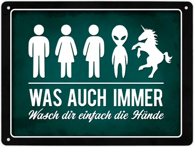 Produktbild von Metallschild XL mit Spruch: Was auch immer - Wasch dir ... Schild Blechschild