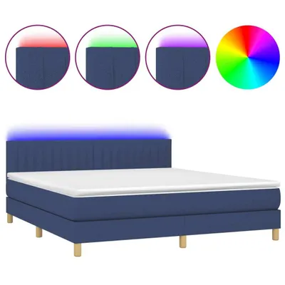 Produktbild von Boxspringbett mit Matratze & LED Blau 180x200 cm Stoff