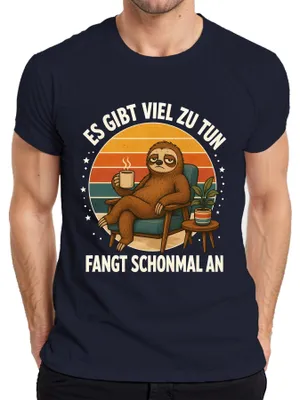 Productafbeelding van Er is veel te doen, begin maar! Statement T-shirt voor heren, marineblauw, maat S