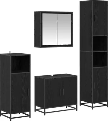 Produktbild von vidaXL Badezimmermöbel-Set 4 stk. Schwarz Eichen-Optik 65 x 33 x 60 cm