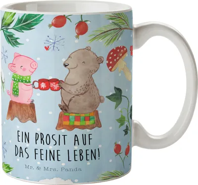 Produktbild von Mr. & Mrs. Panda Pott Glühschwein Sause - Weiß - Geschenk, Weihnachtszeit, Prost, Kaffeebecher, Tasse, Schwein, Henkelpott, Alles Gute, Becher, Keramiktasse, Bär