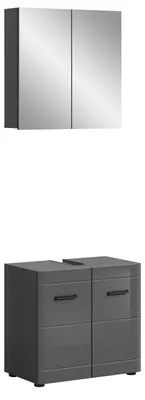 Produktbild von Badezimmer-Set Soft | grau Hochglanz | 2-teilig ohne Aufsatzleuchte