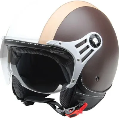 Zdjęcie produktu dla Kask motocyklowy CMX - kask rolkowy, skóra, kolor: biały, brązowy, beżowy, rozmiar: L