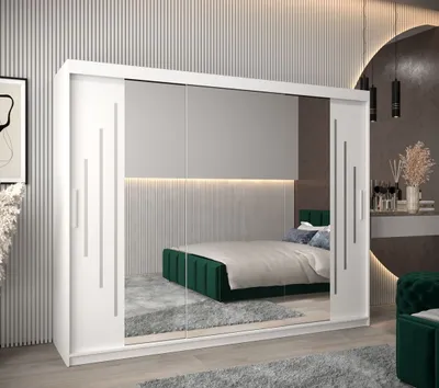 Produktbild von Kleiderschrank mit Spiegel PATRICIE – Breite 250 cm, weiß