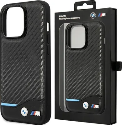 Produktbild von BMW Leder-Carbon-Hülle für iPhone 15 Pro  schwarz Handyhülle