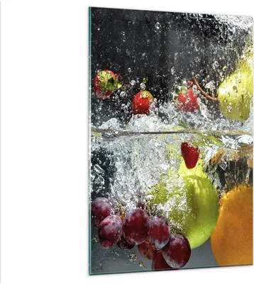 Produktbild von Bilder auf glas - Einteilig - Früchte Wasser Spritzer Essen - 80x120cm - Glasbilder - Wandbilder - Bilder - Wanddekoration aus Glas - Glas Bilder - Wandbild auf Glas - GPA80x120-2972