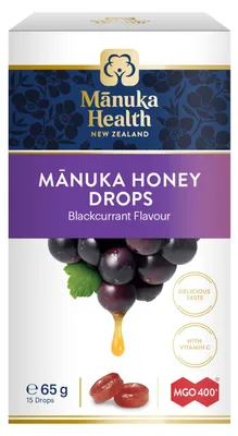 Immagine prodotto di Caramelle al miele di Manuka MGO™ 400+ e vitamina C, al gusto di ribes nero