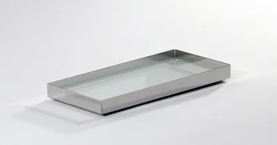Produktbild von Kammschale - Edelstahl poliert und Glas weiß