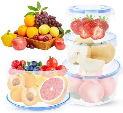 Zdjęcie produktu dla Zestaw 4 szczelnych pojemników na żywność, które można ustawiać jeden na drugim, trwałe