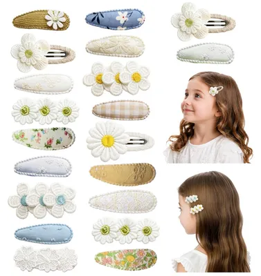 Produktbild von Solidchoice – Handgefertigte Haarklammern mit Stickereien für Kinder, Set mit 20 Stück