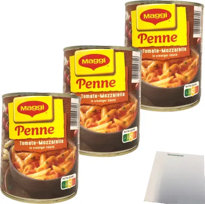 Produktbild von Maggi Penne Tomate Mozzarella 3er Pack (3x800g Dose) + usy Block