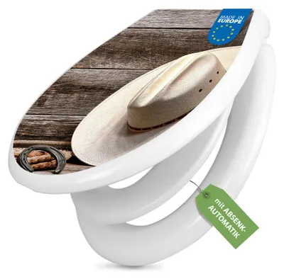 Produktbild von banjado Familien WC Sitz weiß mit Kindersitz und Absenkautomatik und Motiv Linedance Set [TDWK 11048]