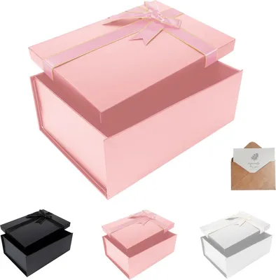 Zdjęcie produktu dla Pudełko na prezenty z pokrywką 33 x 25 x 12,5 cm różowe - Kartki okolicznościowe - Na Dzień Ojca, Dzień Matki, Boże Narodzenie, Wielkanoc, Walentynki, urodziny i nie tylko