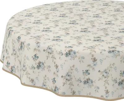 Produktbild von Tischdecke Zeitlos Rosen Blau Rund 140cm Band Wasserabweisend abwaschbar