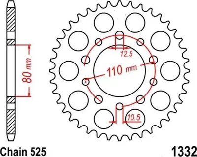 Immagine prodotto di Pignone 37 Z passo 525 per HONDA CB CBR CMX GB VT XBR XRV / Triumph