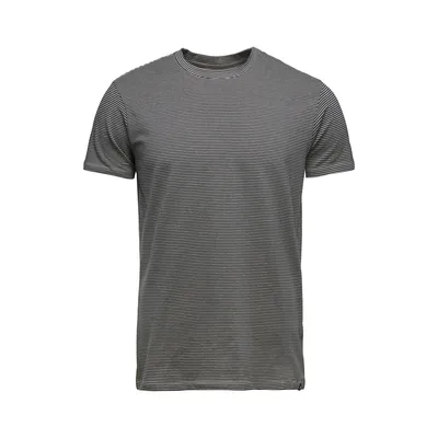 Gestreiftes T-Shirt "Bd Stripe Ss Tee" von Black Diamond; geeignet für Herren; in Schwarz und Weiß.