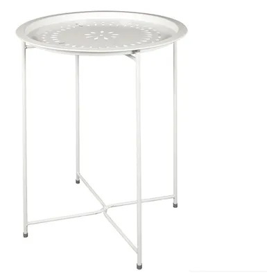 Produktbild von Home Deco Factory Beistelltisch - weis - Metall - D46 cm - Blumentopfhalterung - innen/ausen