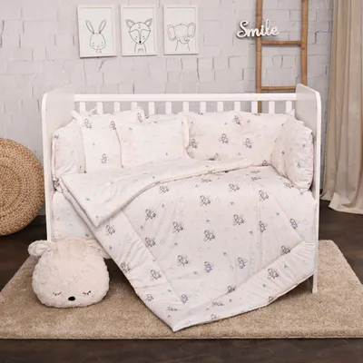 Produktbild von Lorelli Babybettwäsche-Set 5-tlg. Decke 140 x 95 cm Kissen 43 x 35 cm Nestchen blau