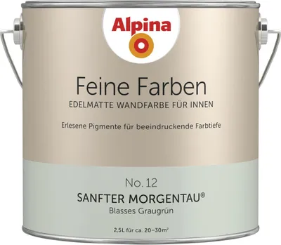 Produktbild von Alpina Feine Farben Wandfarbe No. 12 Sanfter Morgentau - blasses graugrün 2,5 L