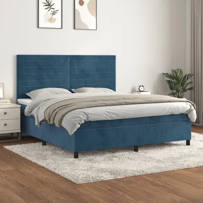 Produktbild von Cloris Designermöbel Boxspringbett mit Matratze Dunkelblau 160x200 cm Samt 2024 Neu