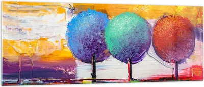 Produktbild von Bilder auf glas - Bäume Wiese Sommer - 140x50cm - Glasbilder - Wandbilder - Kunstdruck - zum Aufhängen bereit - Wanddekoration aus Glas - Glas Bilder - Wandbild auf Glas - Einteilig - GAB140x50-4110