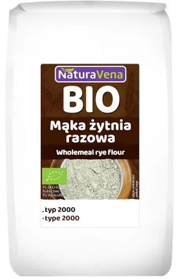 MĄKA ŻYTNIA RAZOWA TYP 2000 BIO 1 kg - NATURAVENA