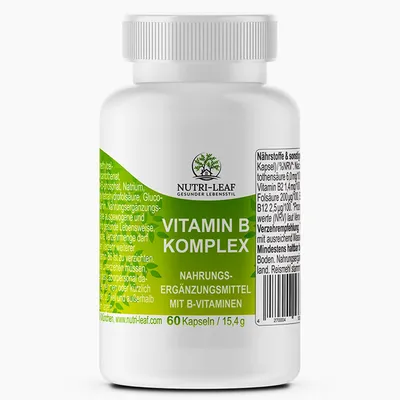 Produktbild von Vitamin B Komplex hochdosiert mit allen 8 B Vitaminen für Energie & Nerven
