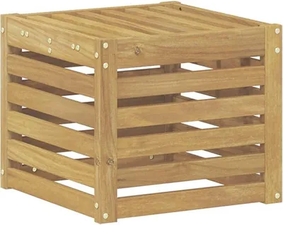 Productafbeelding van Buitenbankje, wit, 35 x 38 x 37 cm - Modulair tuinbankje van massief acaciahout - Zitbankje, voetenbankje, bijzettafeltje voor balkon, terras en tuin
